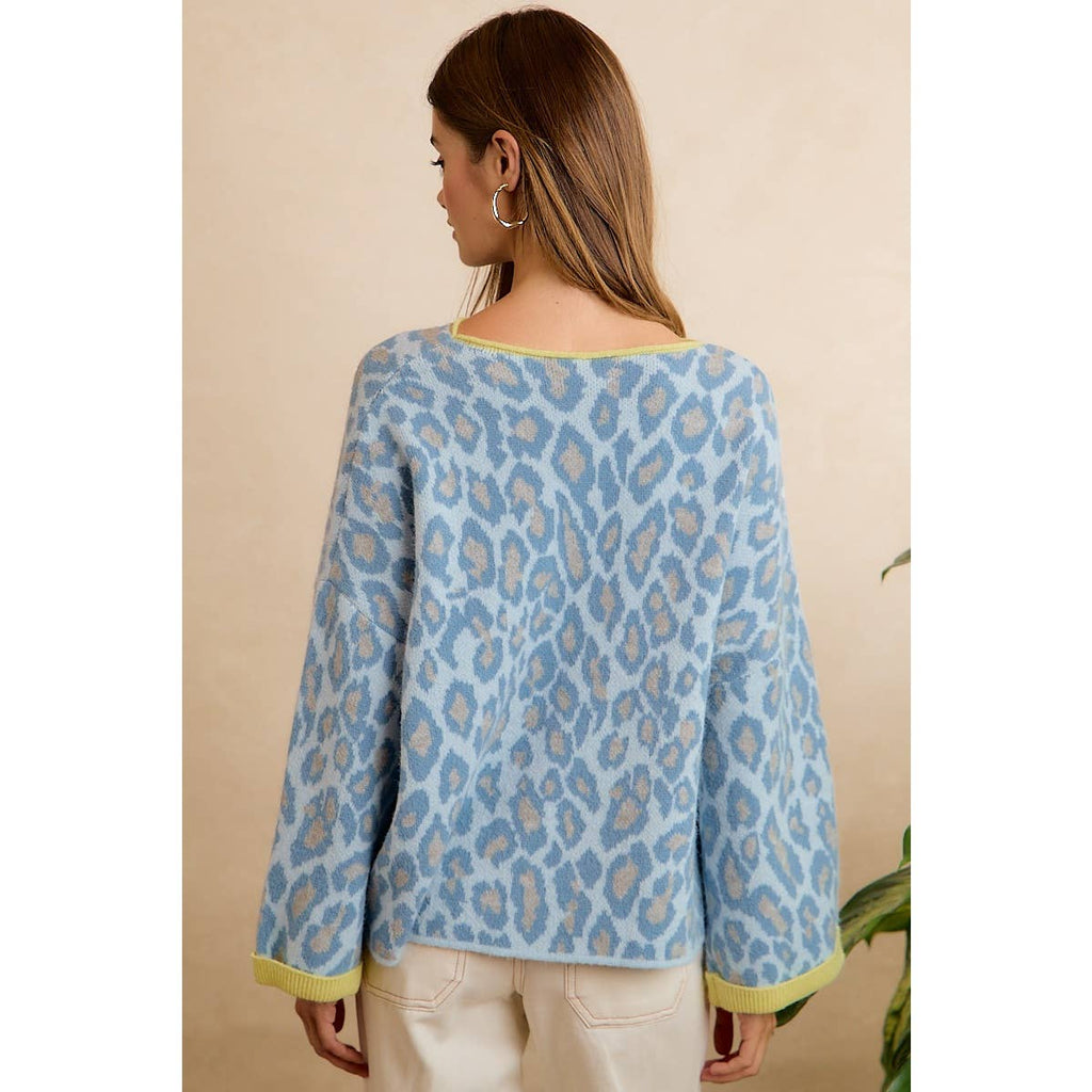 Blue Leopard Sweater