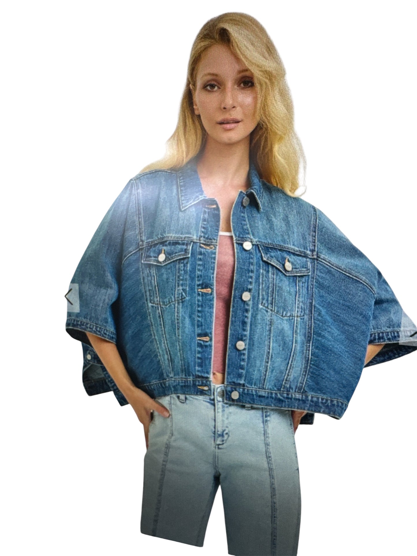 Flowy Square Cape Risen Denim Jacket
