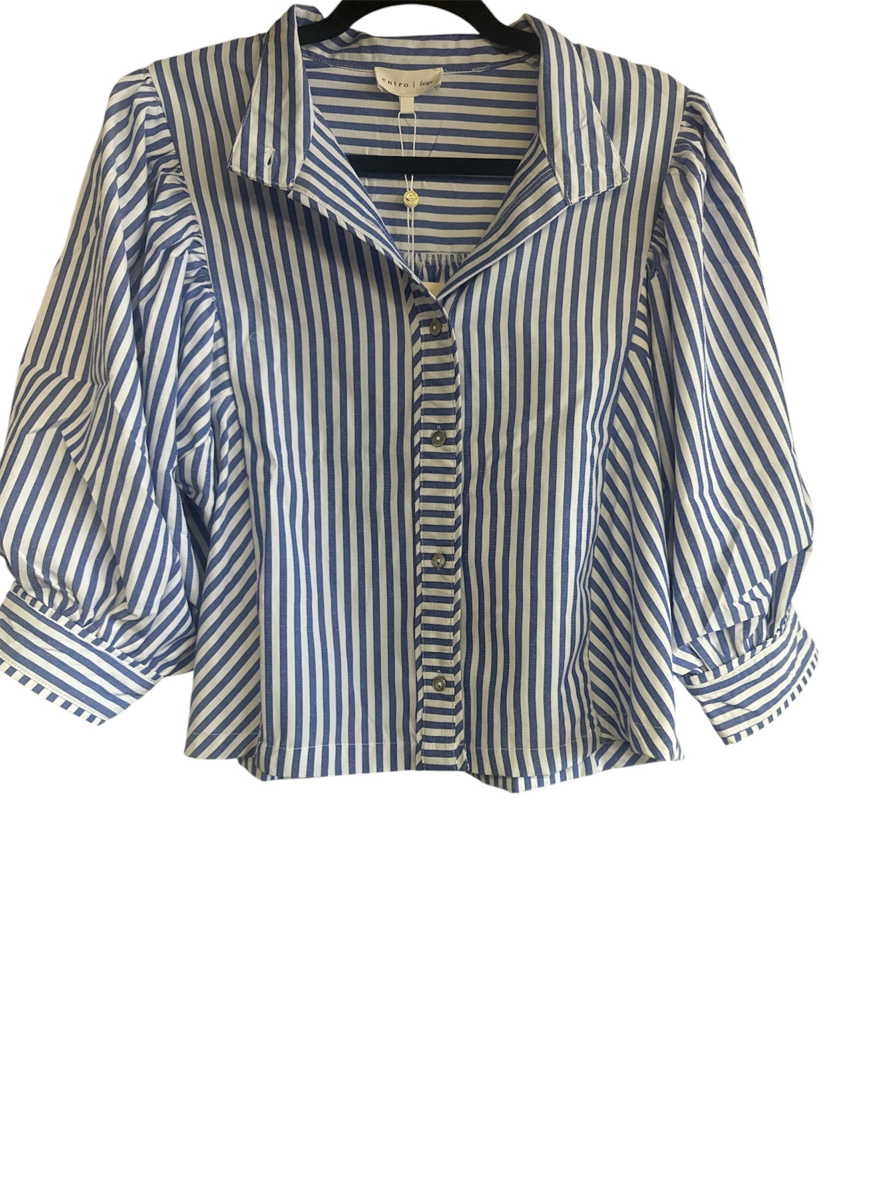 Navy Blue Striped Button Down Shirt