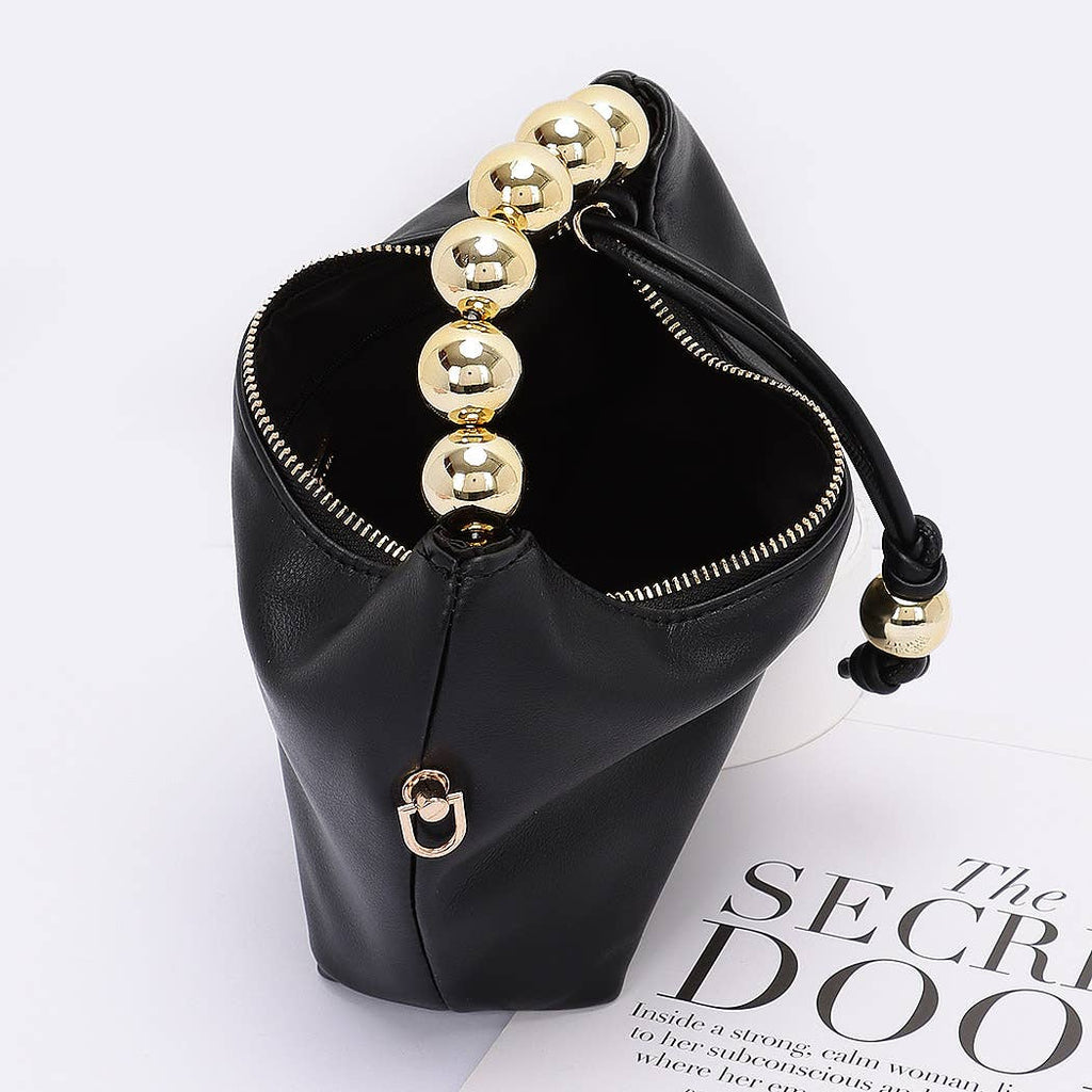 Faux Leather Ball Handle Bag
