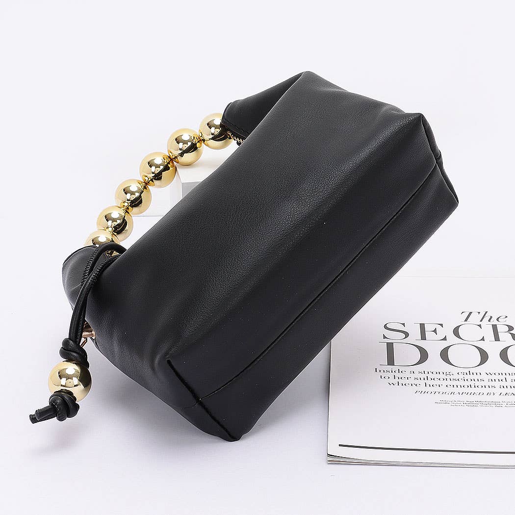 Faux Leather Ball Handle Bag