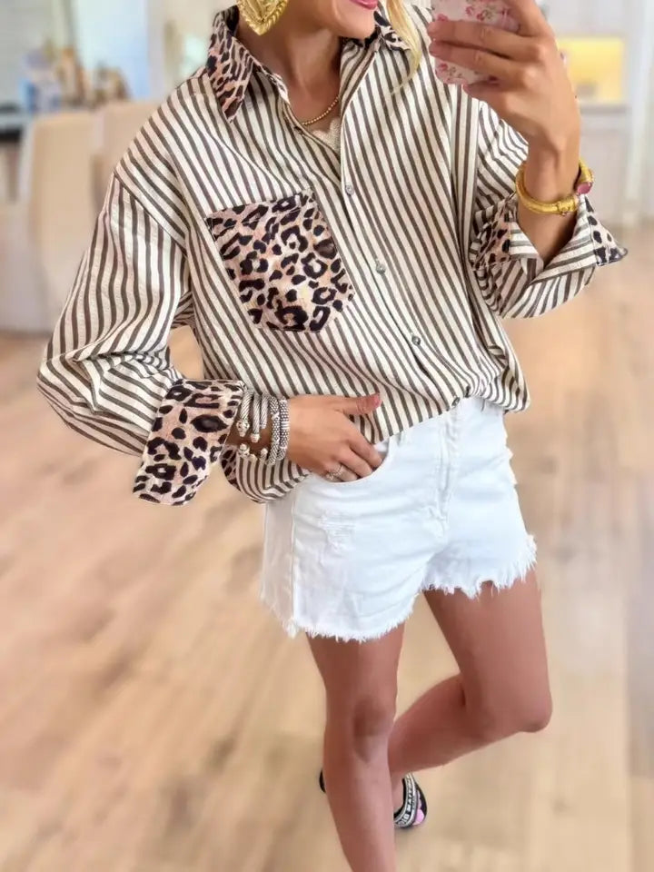 Leopard Striped Top