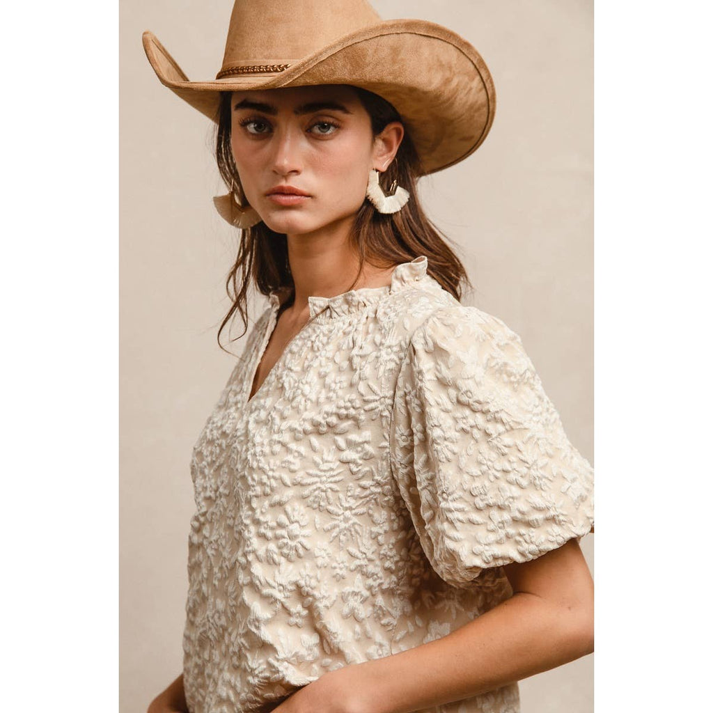 FLORAL PATTERN V-NECK TOP