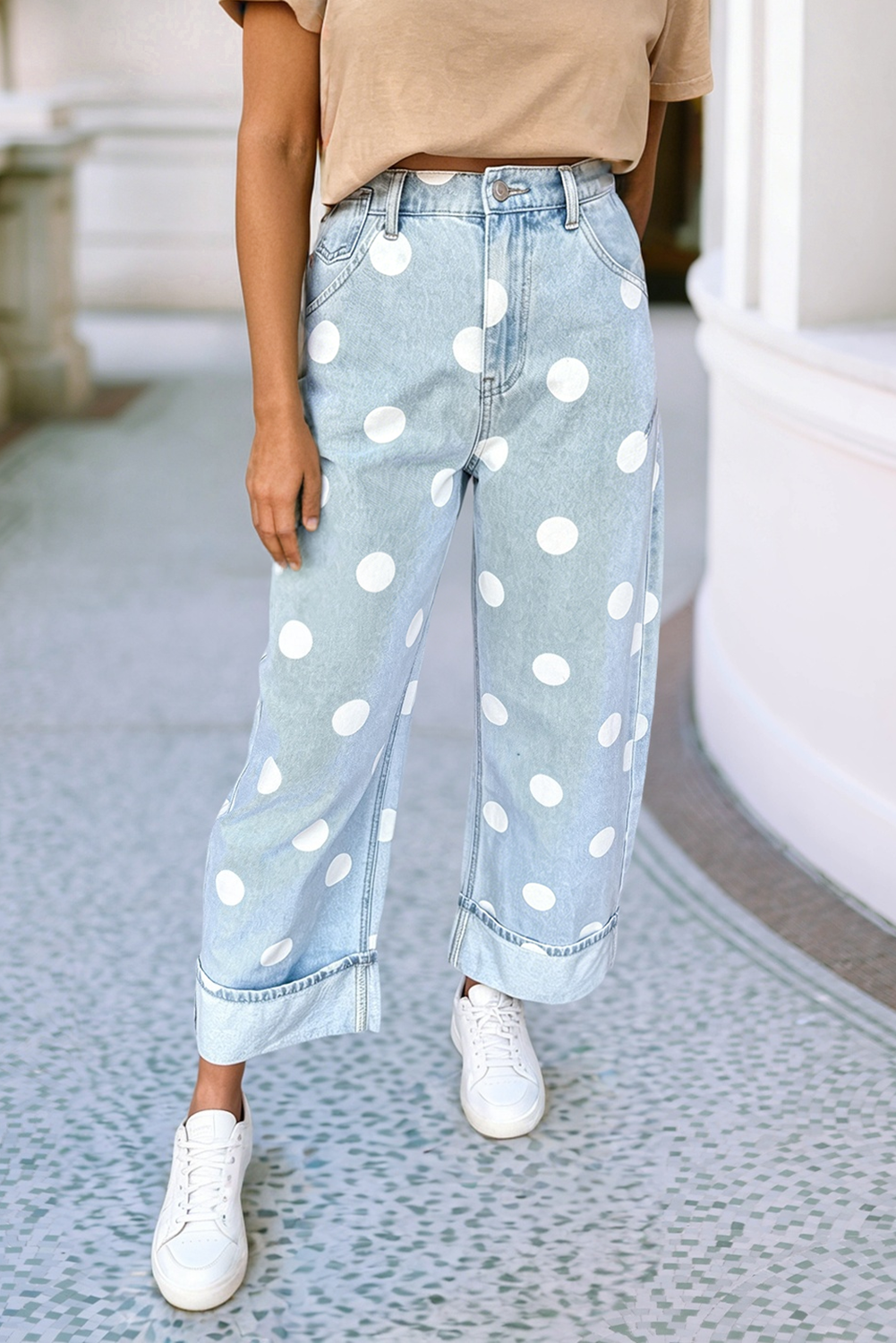 Polka Dot Ankle Jeans