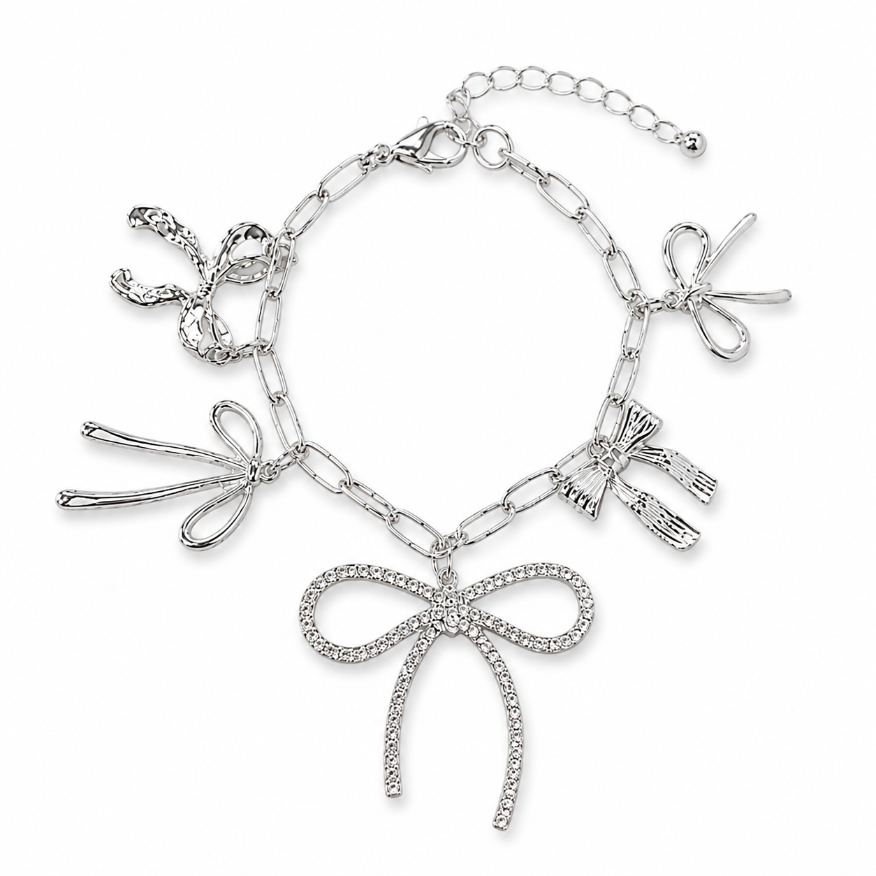 Silver Bow Charm Bracelet