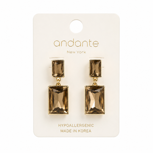 Smoky Crystal Drop Earrings