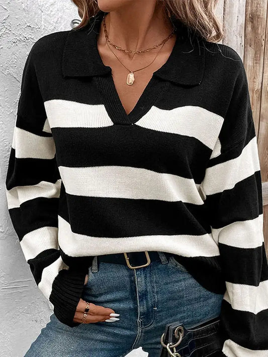 Black & White Stripped Knit Top