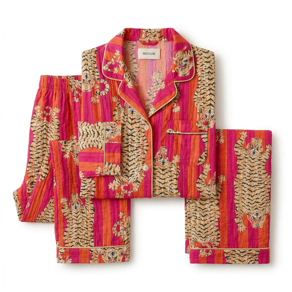 Orange Pink Tiger PJ Set