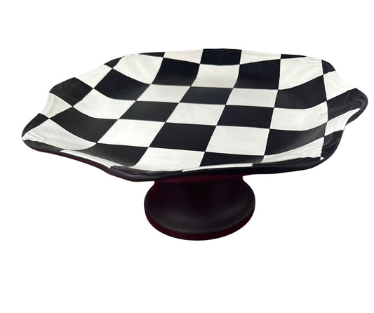 Black and White Checkered Cake Stand