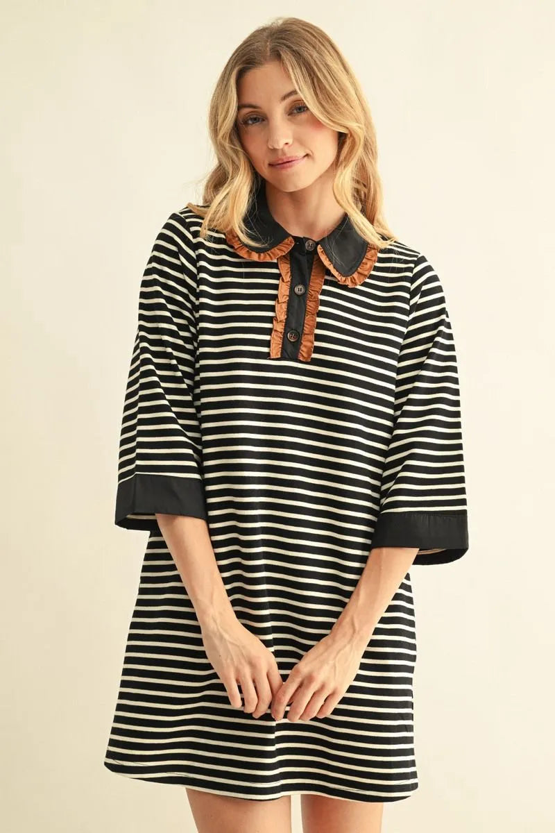 3/4 Sleeve Striped Dress