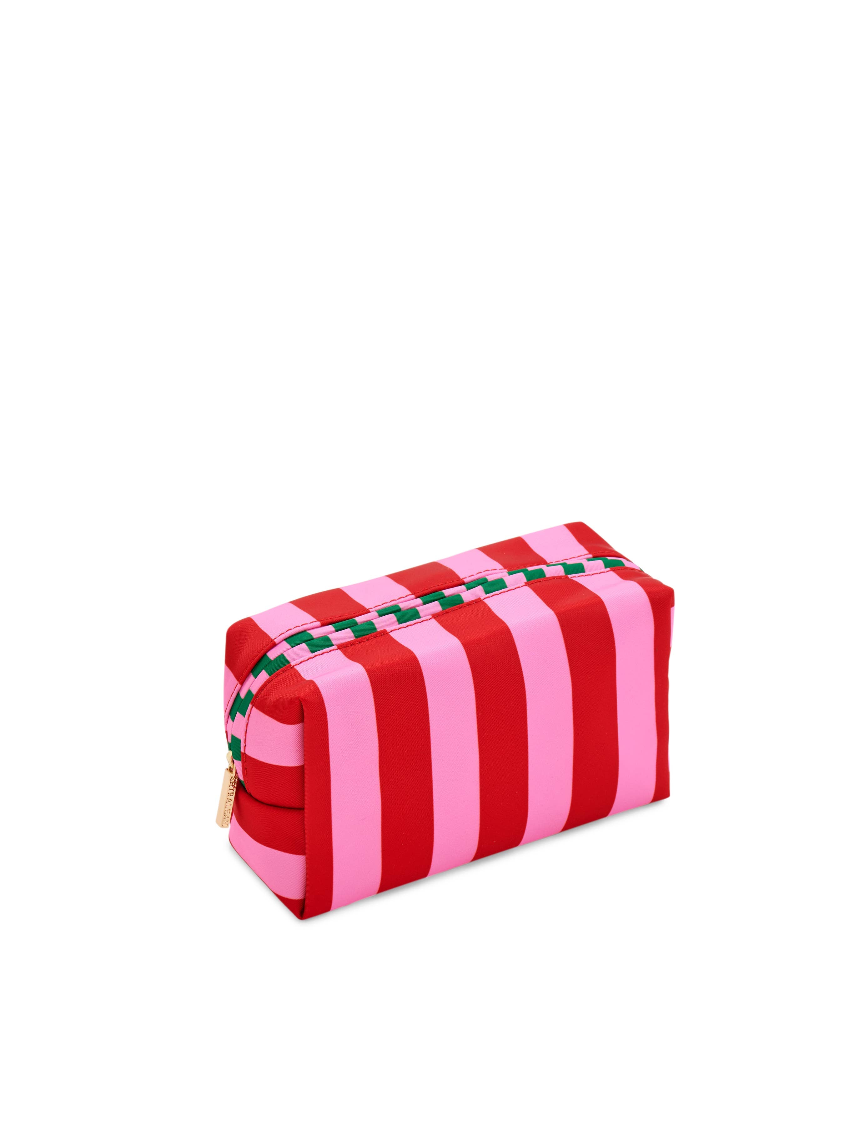 STRIPE SMALL BOXY ZIP POUCH, RED