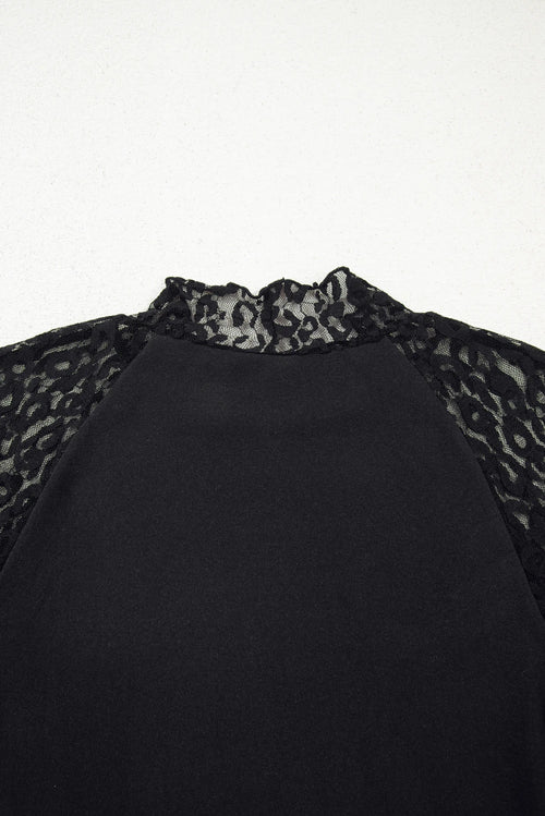 Black Leopard Long sleeve W/ Mesh