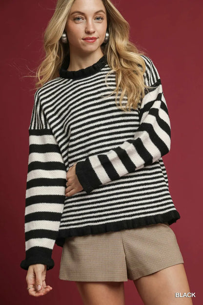 Cozy Black w/White Stripped Sweater