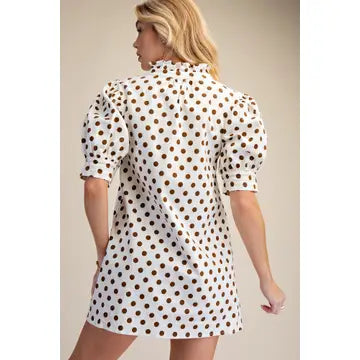 Ruffle V-Neck Puff Dress