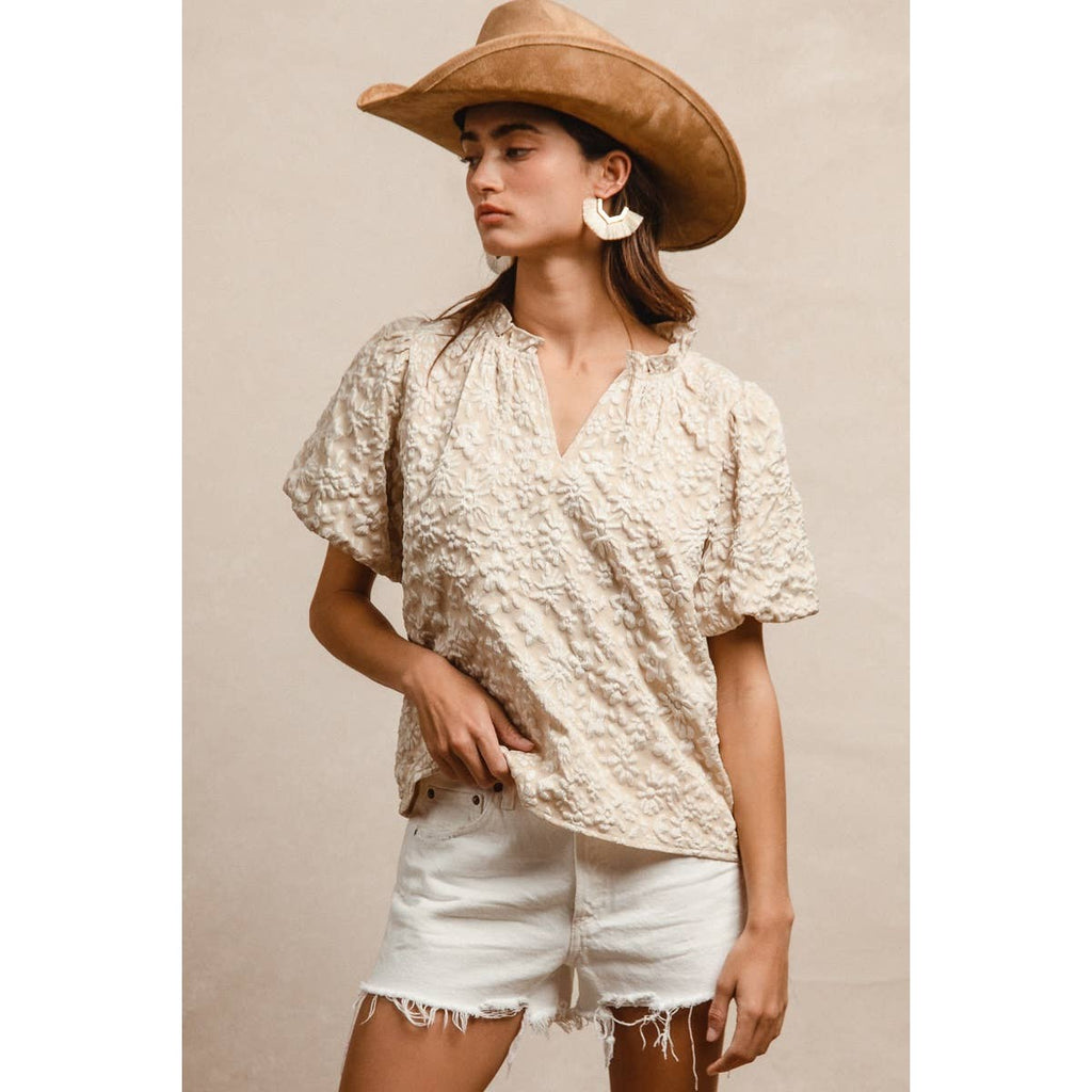 FLORAL PATTERN V-NECK TOP