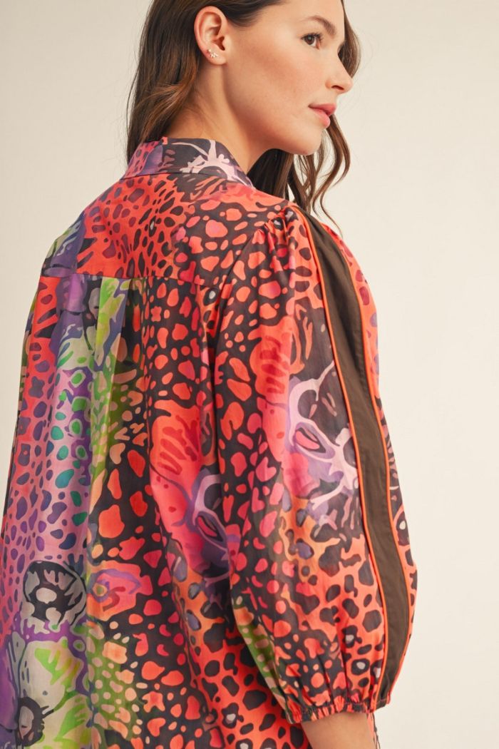 Leopard Floral Dress Multi Color