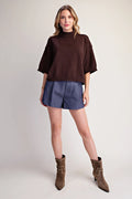 Brown Mock Neck Sweater Top