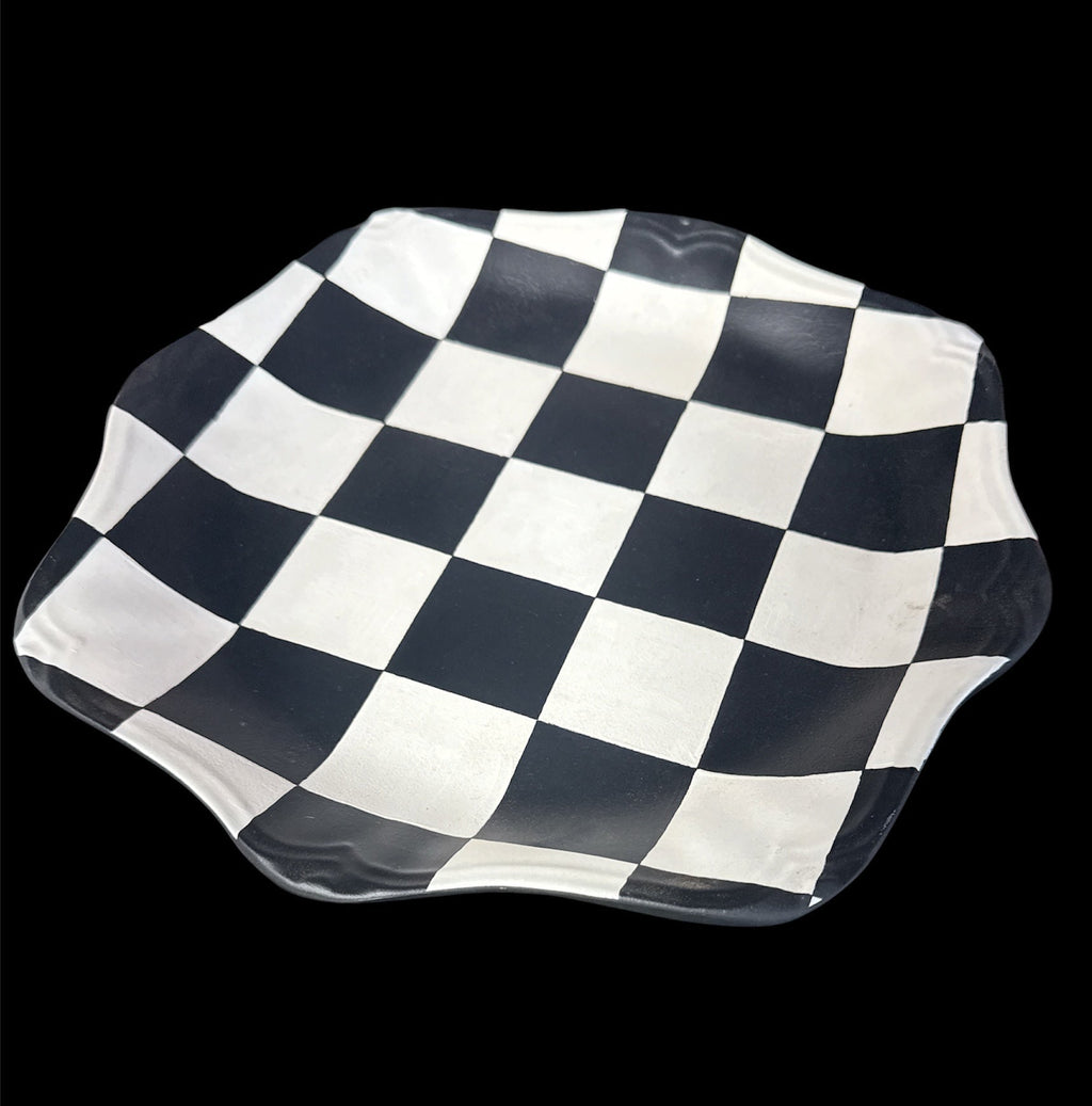 Black and White Checkered Cake Stand