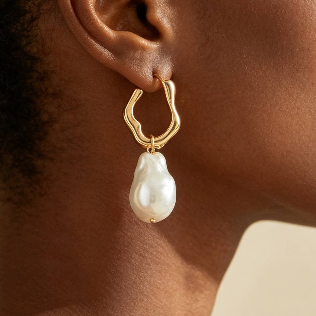 Modern Polished Stone Teardrop Earrings
