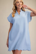 Scallop V-Neck  Dress