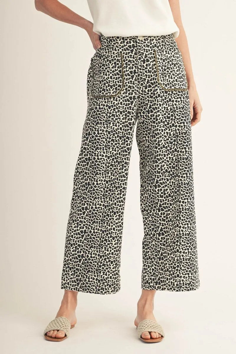 Leopard Scallop Wide Leg Pants