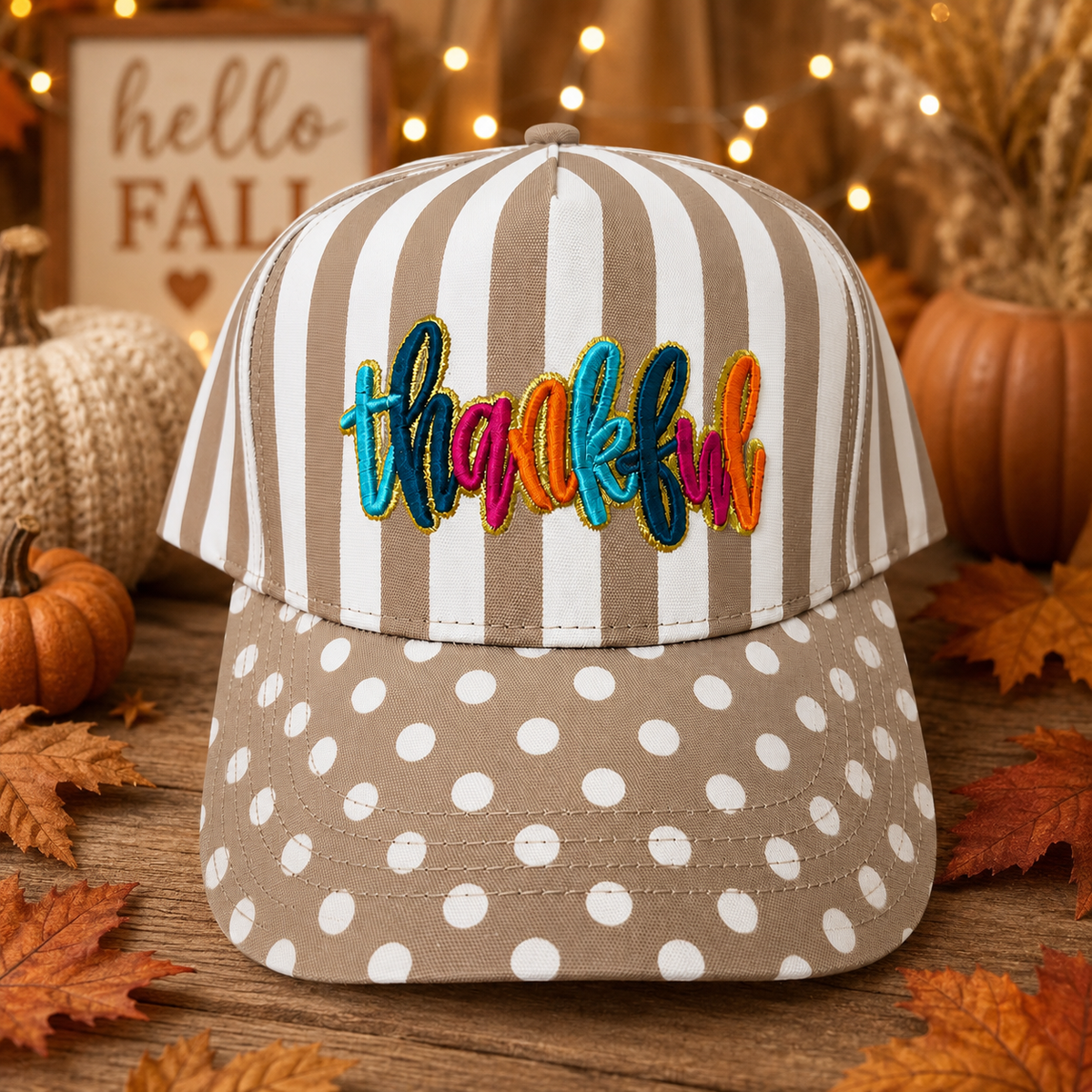 Multicolored Thankful Cap