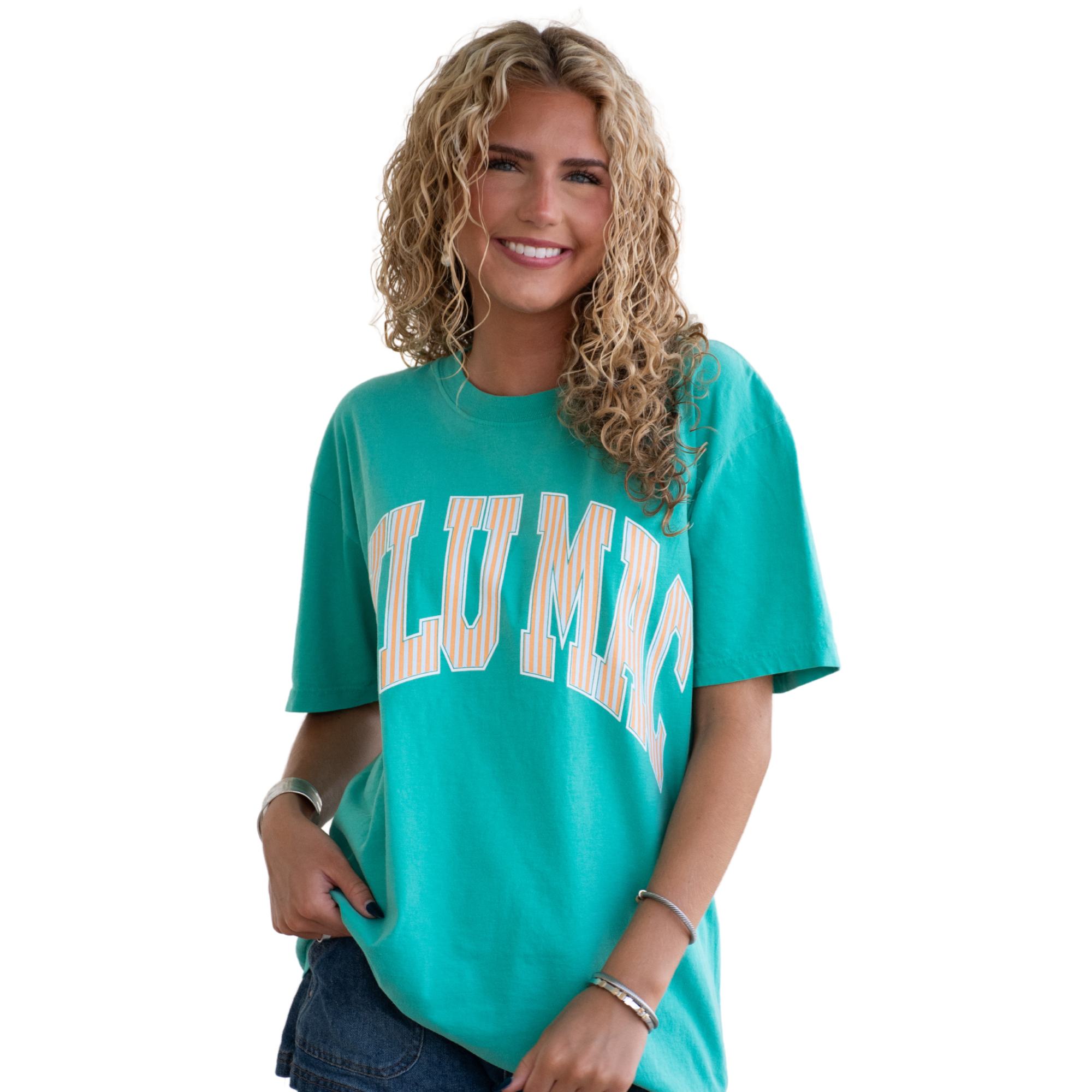 Stripe Adult Cream Sickle Sky/Island Green Tee