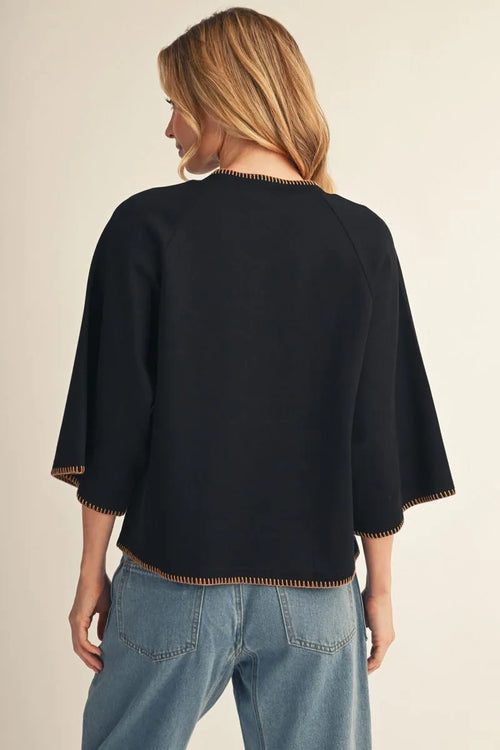 Black Stitched Edge Blouse