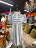 Blue Breeze Ruffle Sleeve Dress