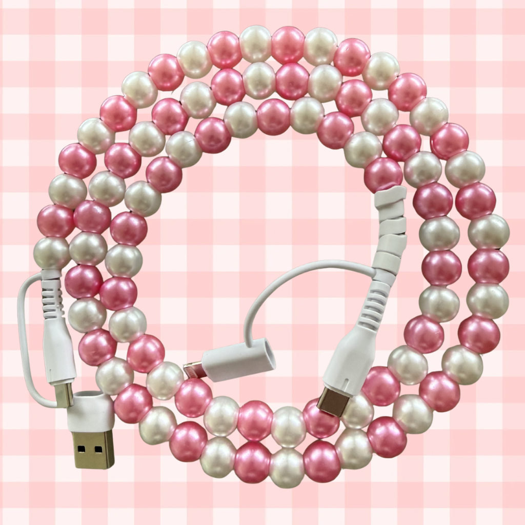 Pink & White Charging Cable