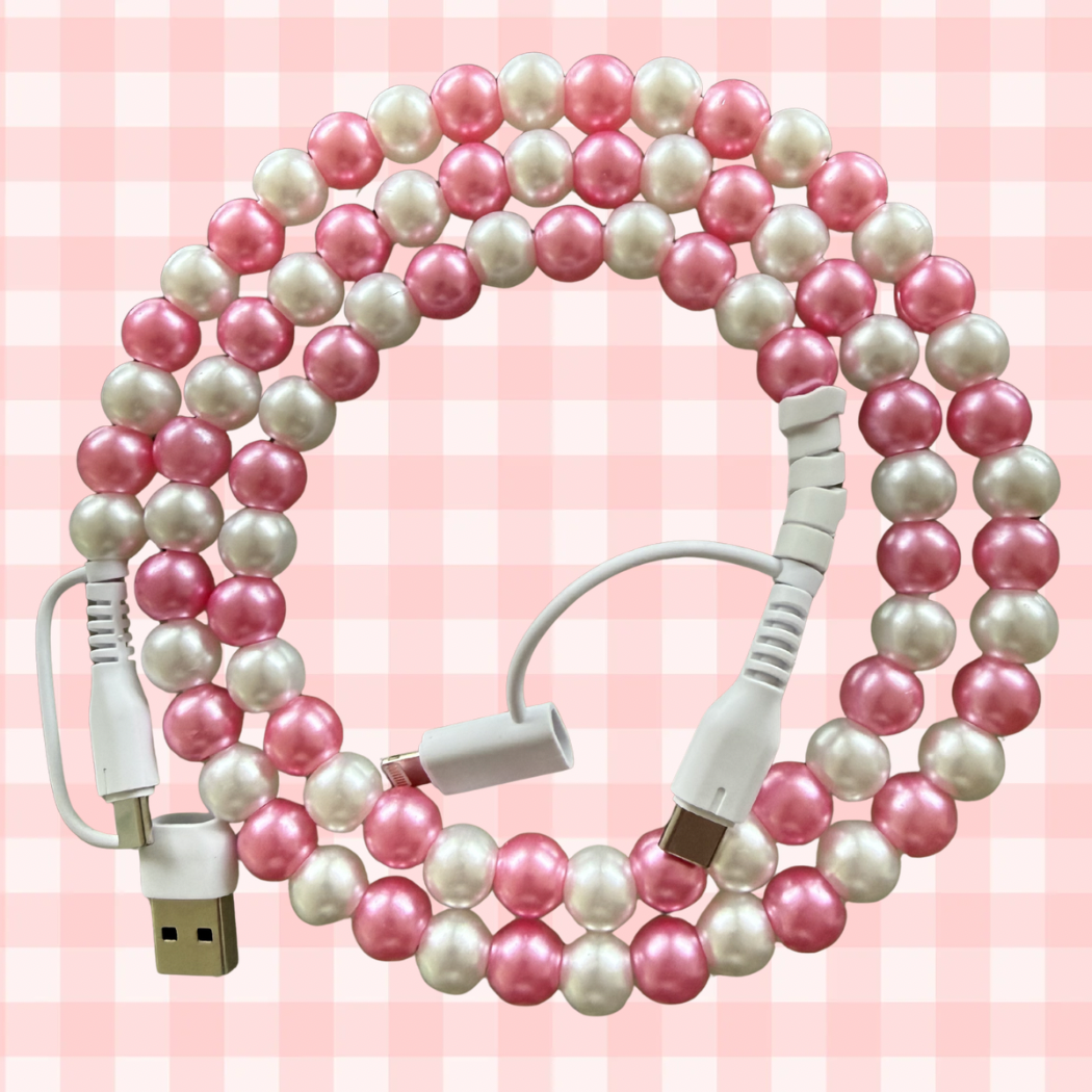 Pink & White Charging Cable