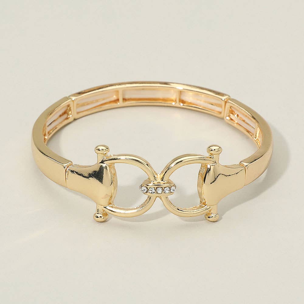 Rhinestone Accent Horsebit Stretch Bracelet