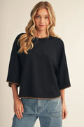 Black Stitched Edge Blouse