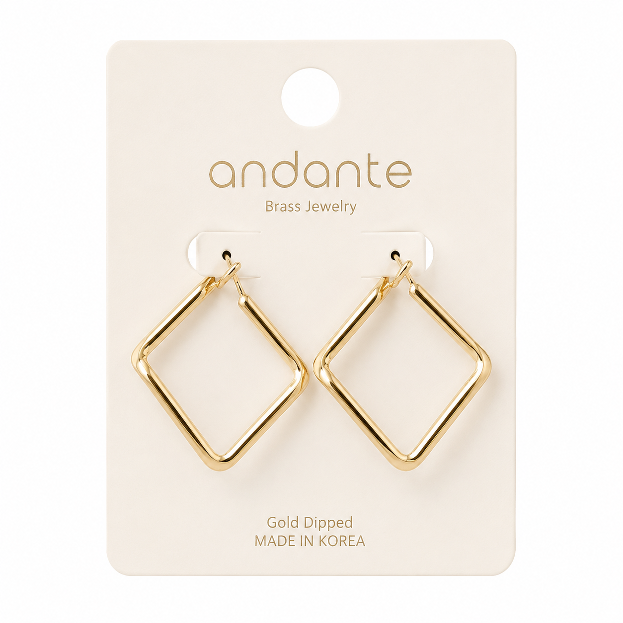 Golden Square Hoop Earrings