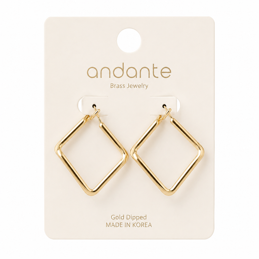 Golden Square Hoop Earrings