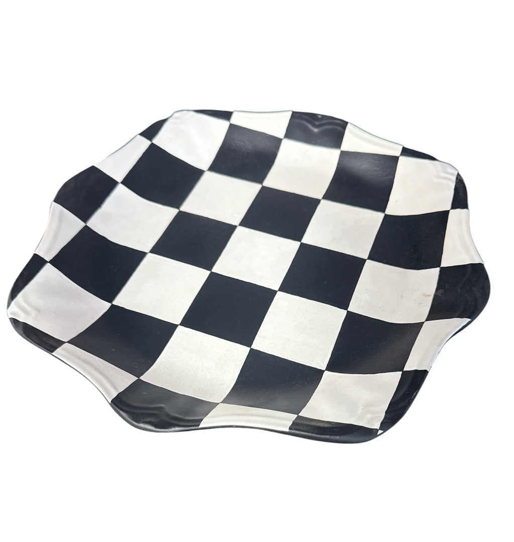 Black and White Checkered Cake Stand