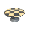 Checkered Black and White Antiqued Cake Stand