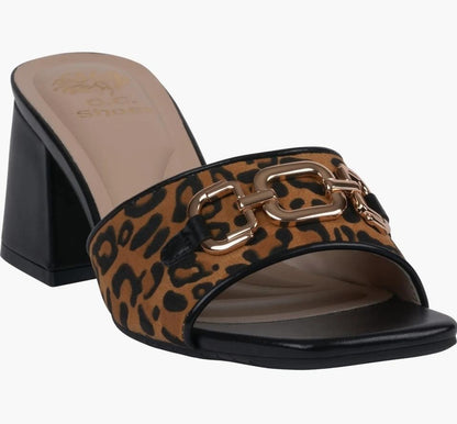 Leopard Block Heel Sandal
