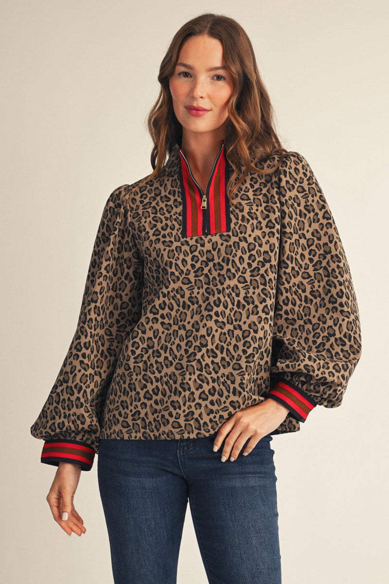 Long Sleeve Leopard Print Top