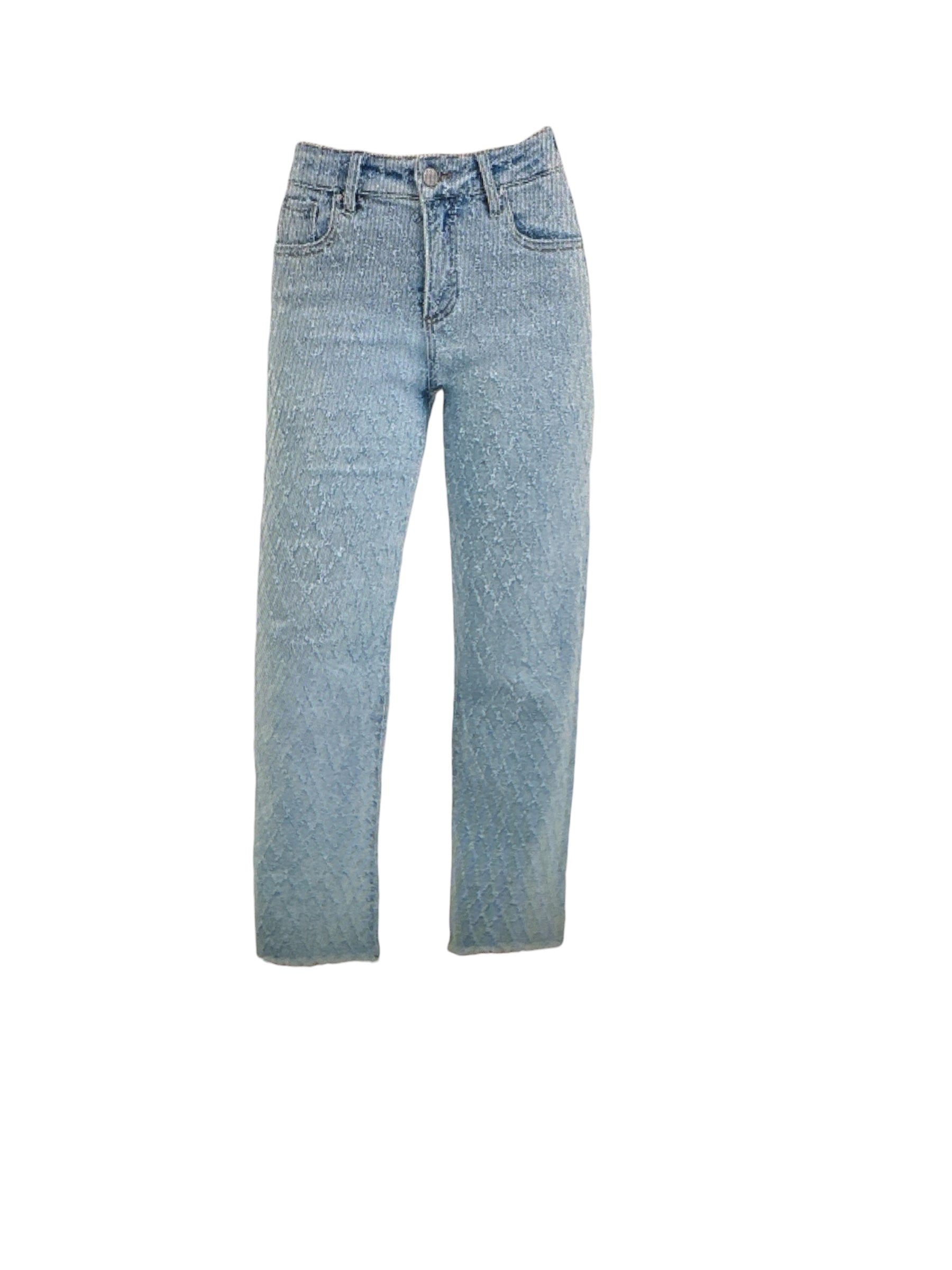 TC High Rise Ankle Straight Textured Jeans
