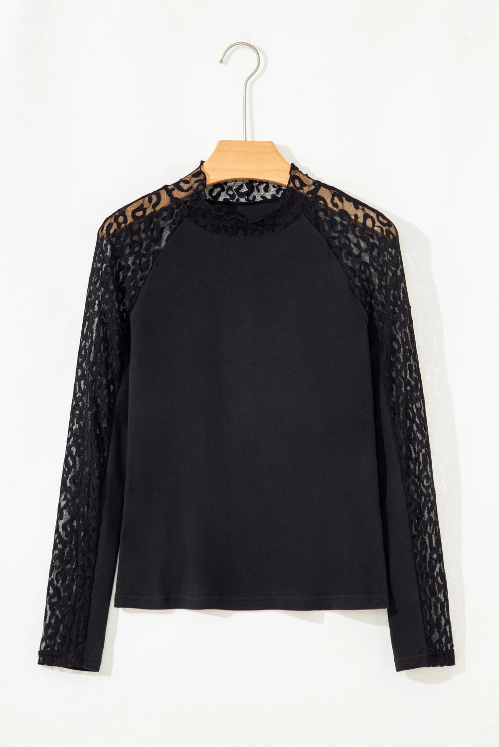 Black Leopard Long sleeve W/ Mesh