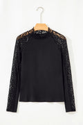 Black Leopard Long sleeve W/ Mesh