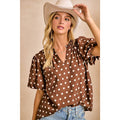 POLKA DOT RUFFLED V NECK TOP