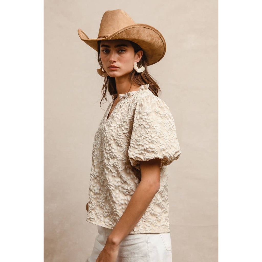 FLORAL PATTERN V-NECK TOP