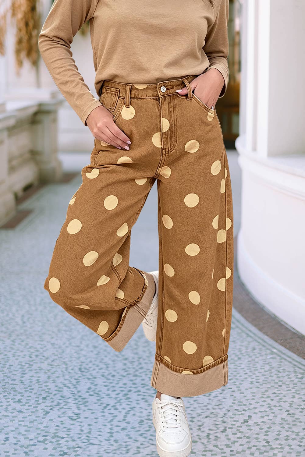 Polka Dot Ankle Jeans