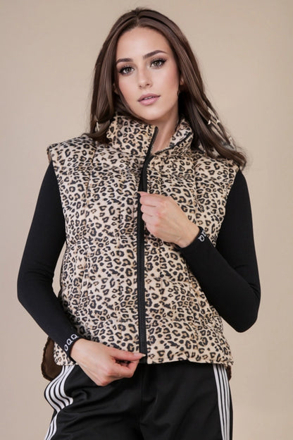 Leopard Puffer Padded Vest