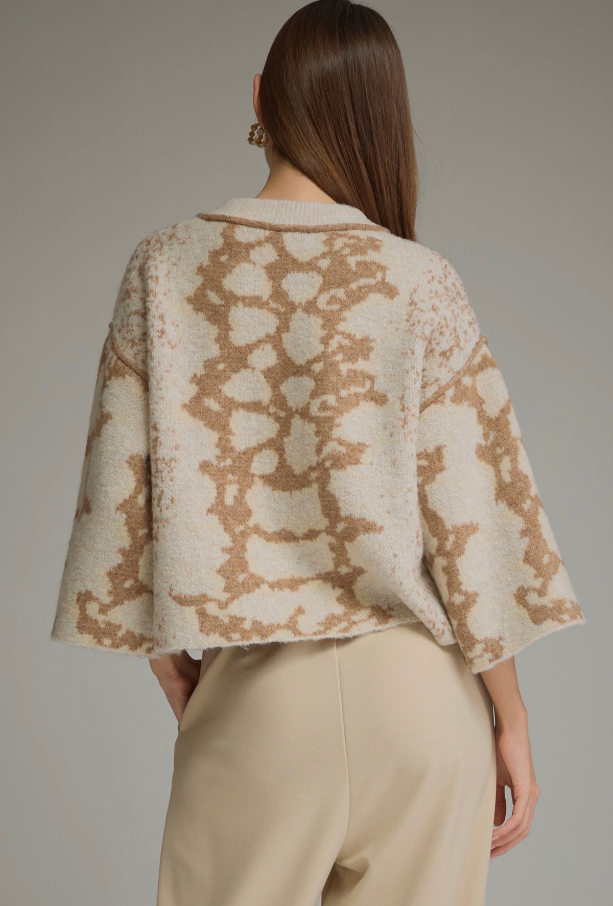 Oatmeal Abstract Print Sweater