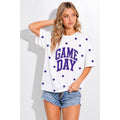 Gameday print side slit short sleeve top