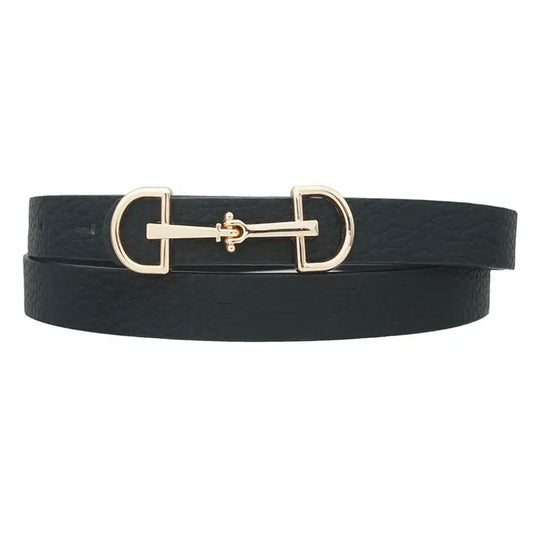Blk Lux D Horse Bit Buckle Belt