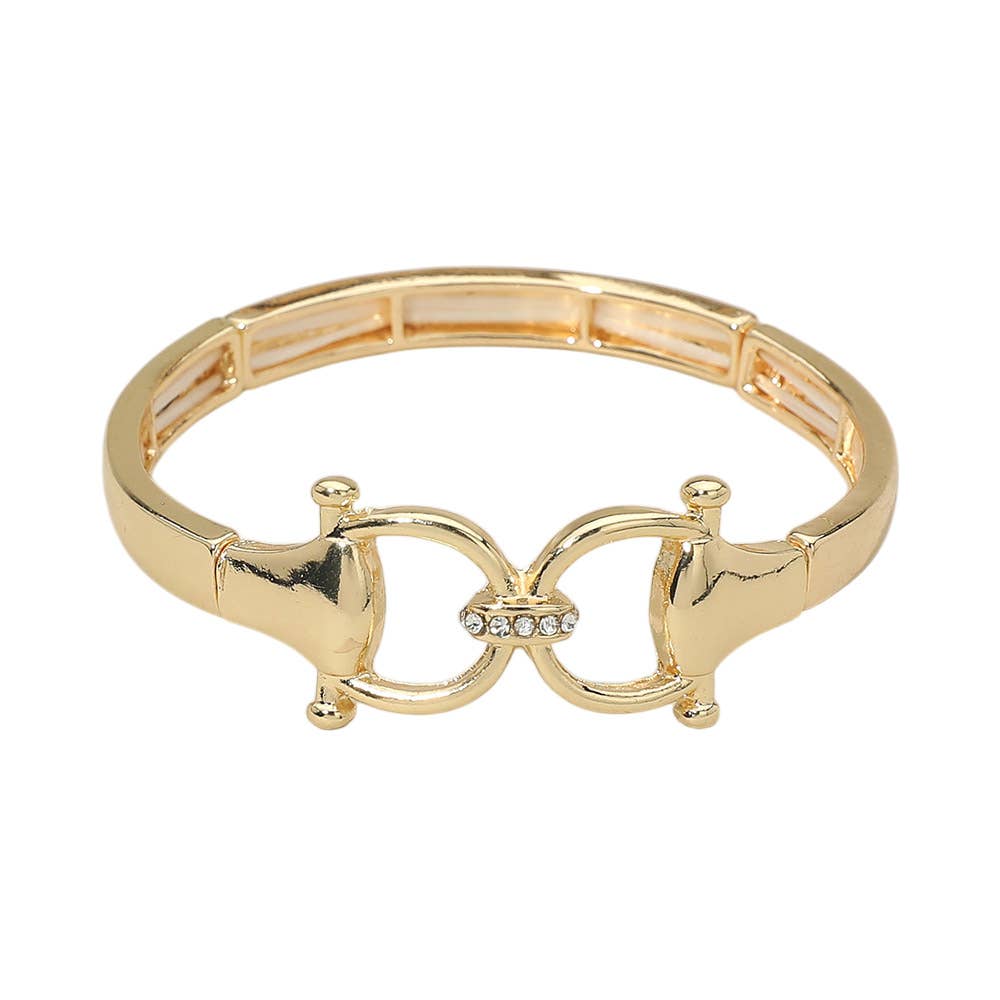 Rhinestone Accent Horsebit Stretch Bracelet